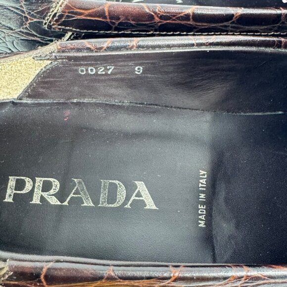 PRADA Dark Brown Croc Embossed Calfskin Men's Loafers Made in Italy 9UK - 10US - Picture 7 of 13